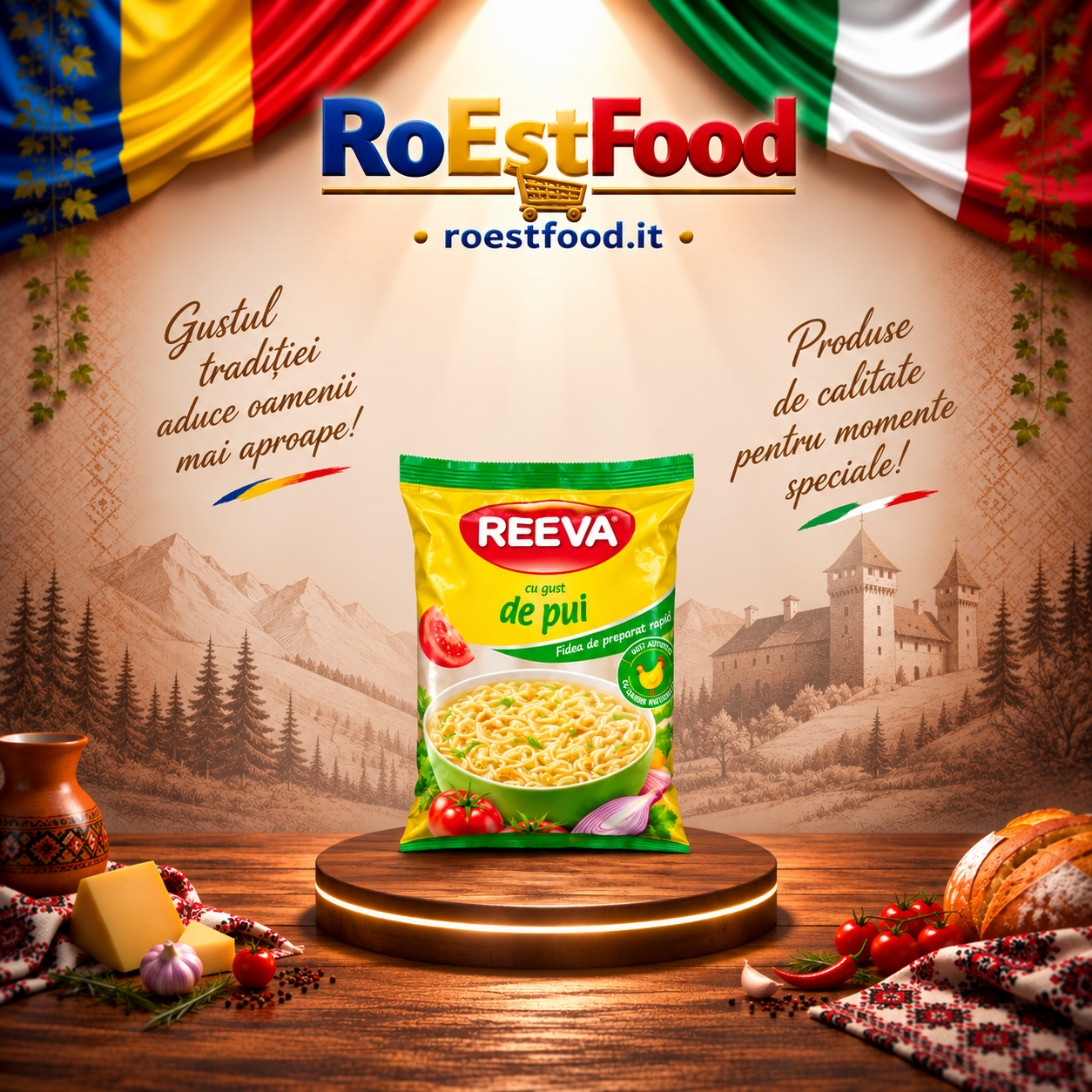 Fideaua Reeva cu gust de pui 60g