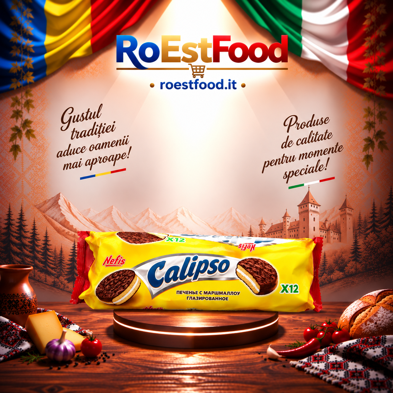 Biscuiti Calipso Nefis glazura de cacao 240 g