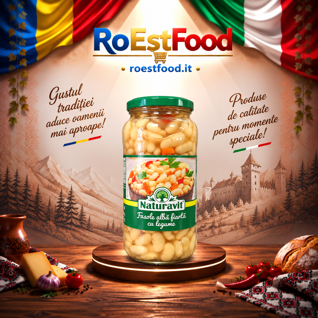 Fasole alba fiarta cu legume Naturavit 540 g